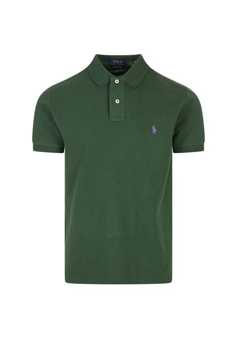 Polo Custom Slim-Fit In Pique' Verde Scuro Con Pony a Contrasto RALPH LAUREN | 710-782592016